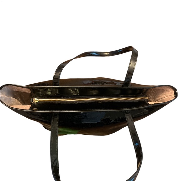 Kate Spade Harmony Metro Black Patent Leather Zipper Tote Shoulder Handbag Purse - Picture 6 of 11